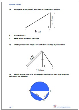 Investigate Pythagoras Theorem and perimeter of shapes.